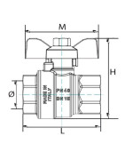Vanne BS poignée papillon FF1/2"- DIFF - 110024