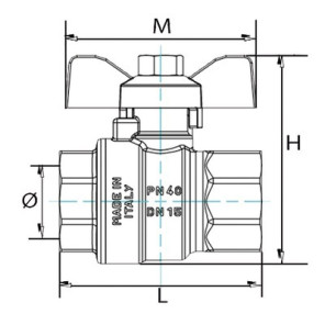 Vanne BS poignée papillon FF3/4"- DIFF - 110025