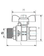 Vanne BS poignée papillon alu MF1"- DIFF - 110038