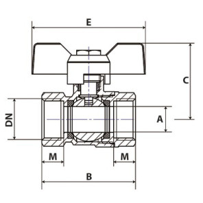 Vanne FF poignée papillon PN40 3/4"- DIMPEXP - 1342-34