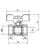Vanne FF poignée papillon PN40 3/4"- DIMPEXP - 1342-34
