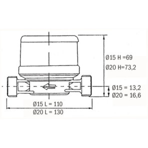 Compteur divisionnaire eau froide NARVAL 3/4"- ITRON - 6UKB15Y110BR50LCBXN_FR
