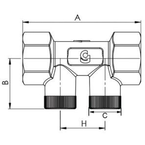 Clapet droit F3/4"xF3/4" avec bouchon plastique G1/4"- DIFF - 110305