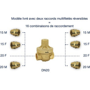Réducteur ISOBAR multifileté 1/2" à 3/4"- ITRON - ISOPLUSMG