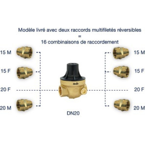 Réducteur ISOBAR multifileté 1/2" à 3/4"- ITRON - ISOPLUSCCMG