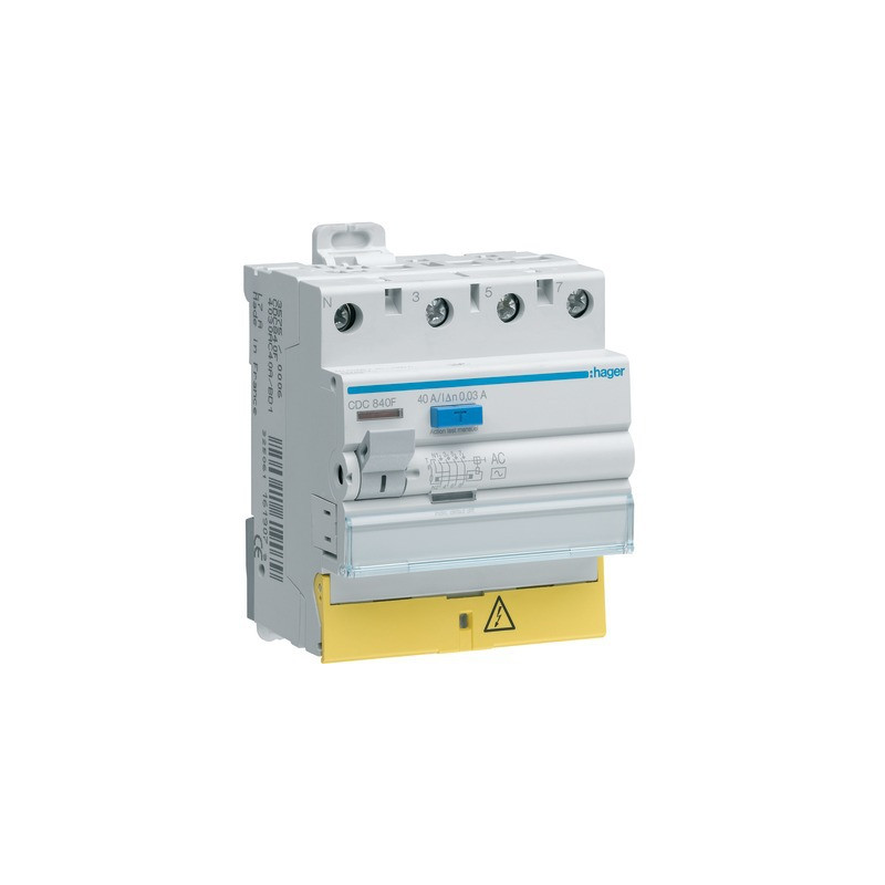 Interrupteur différentiel 3P+N 63A 30mA- HAGER - CDC863F