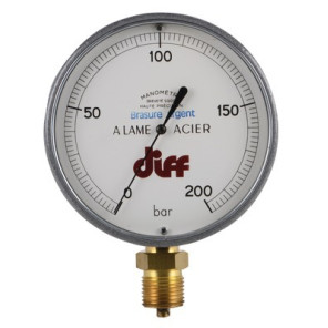 Manomètre rond 0 à 200b Ø110mm M1/2''- DIFF - 606118