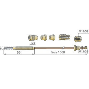 Thermocouple 7 raccords grande cuisine L1500mm- DIFF - 704471