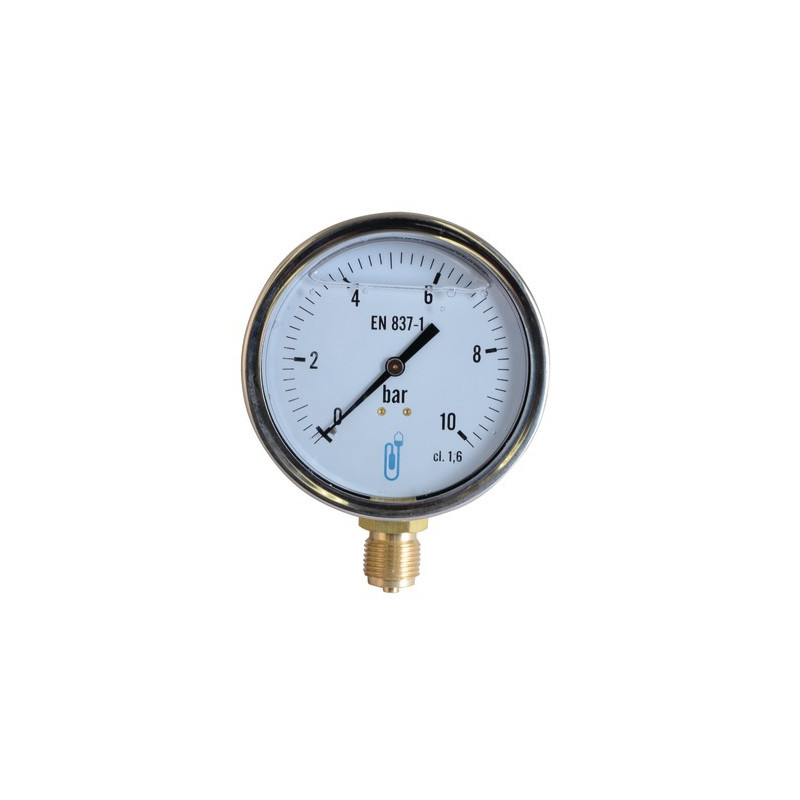 Manomètre inox, glycérine Ø100mm, 0/10ba- DIFF - 901406