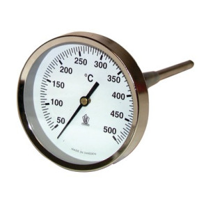 Thermomètre rond de fumée Ø 80mm, capillaire 200mm, 0/500°C- DIFF - 902240