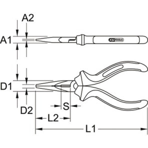 Pince à becs demi-ronde KS, à poignées bi-composants longueur 165 mm- KS TOOLS - 115.1023