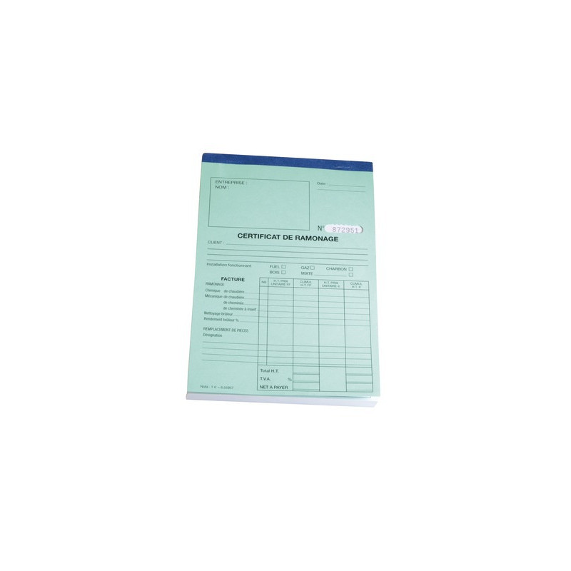 Carnet de ramonage- ISOCLEAR - 904350
