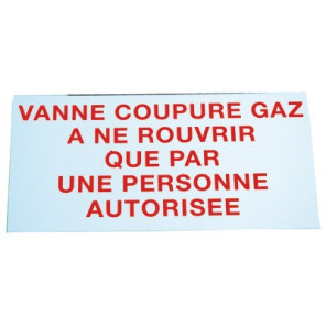 Étiquette rigide vanne coupure gaz- DIFF - 907143