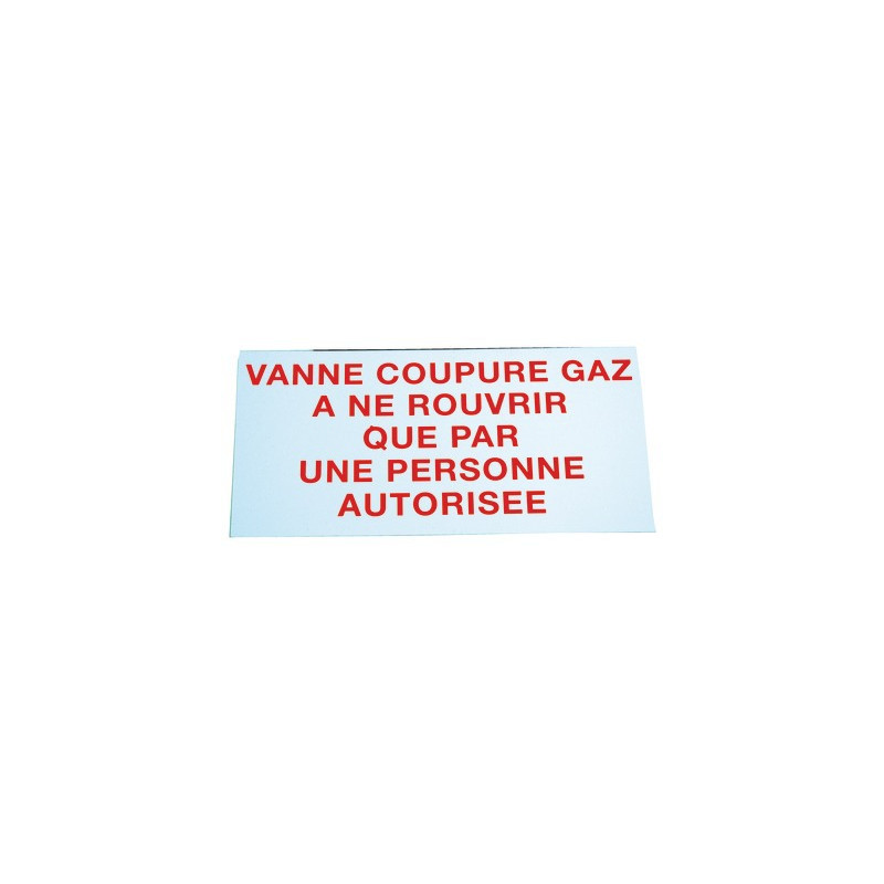 Étiquette rigide vanne coupure gaz- DIFF - 907143