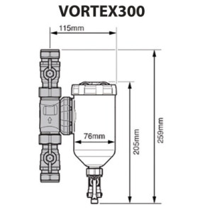 Filtre magnétique  VORTEX250 3/4''- SENTINEL - ELIMV250-DRA3\4M-B-EXP