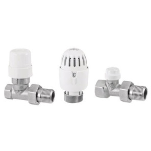 Kit robinet thermostatique droit F1/2" Blanc- RBM - 20790400  - (X10)