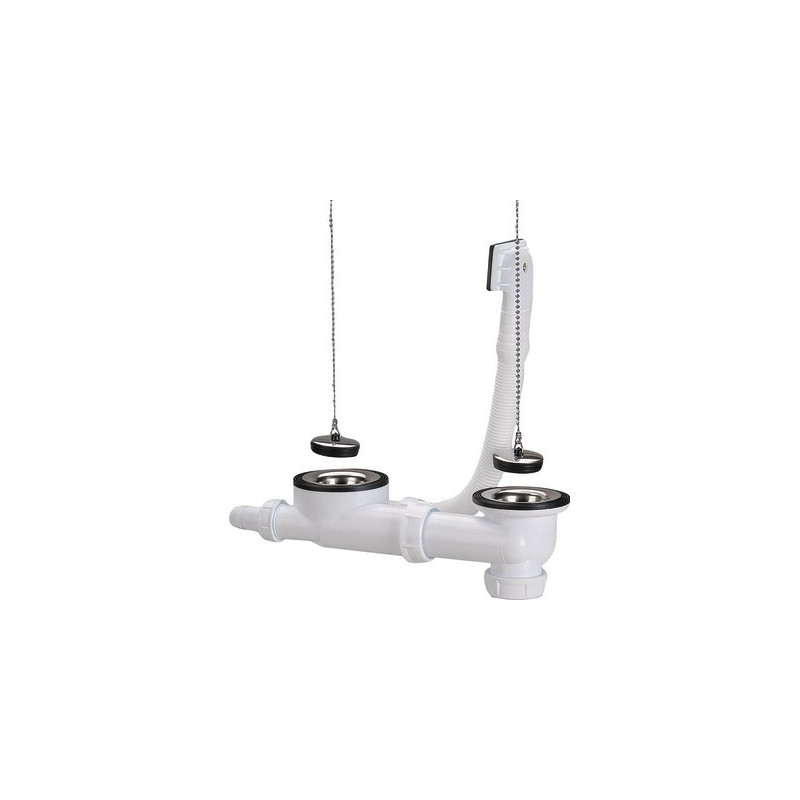 Vidagde complet avec siphon évier inox 2c- NICOLL - 0204311