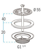 Bonde à grille laiton L2262- NICOLL - 0501026
