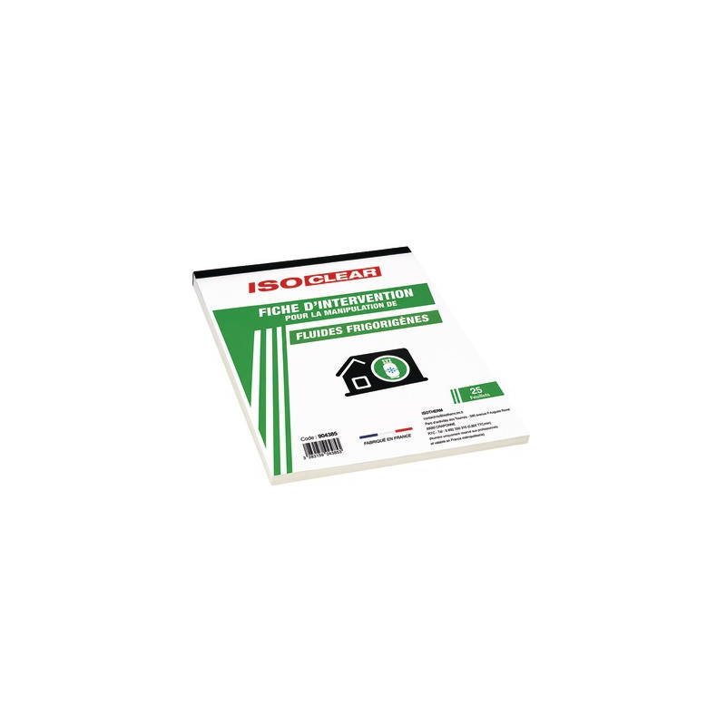 Carnet de 25 fiches d'intervention Froid- ISOCLEAR - 904385