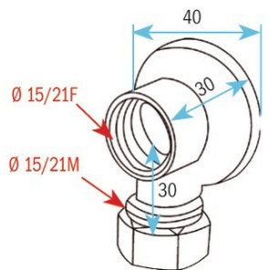Applique murale F1/2" collet battu 14mm- DIFF - 99107