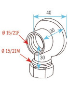 Applique murale F1/2" collet battu 14mm- DIFF - 99107
