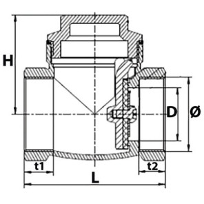 Clapet simple battant siège métal F1/2"- DIFF - 110250